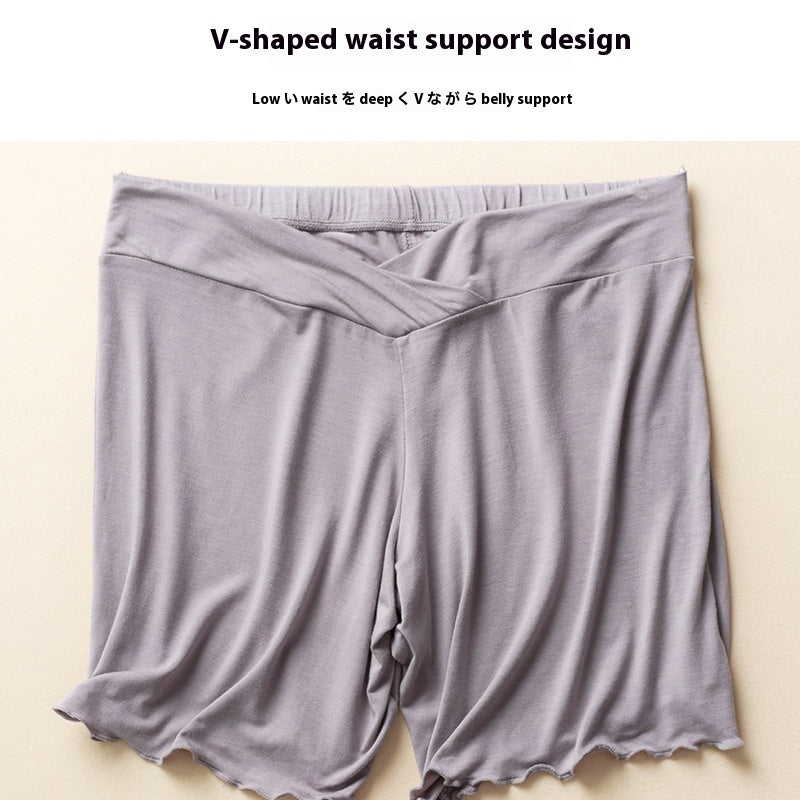 Summer Anti-exposure Belly Support Summer Thin Leggings Shorts Low Waist Plus Size