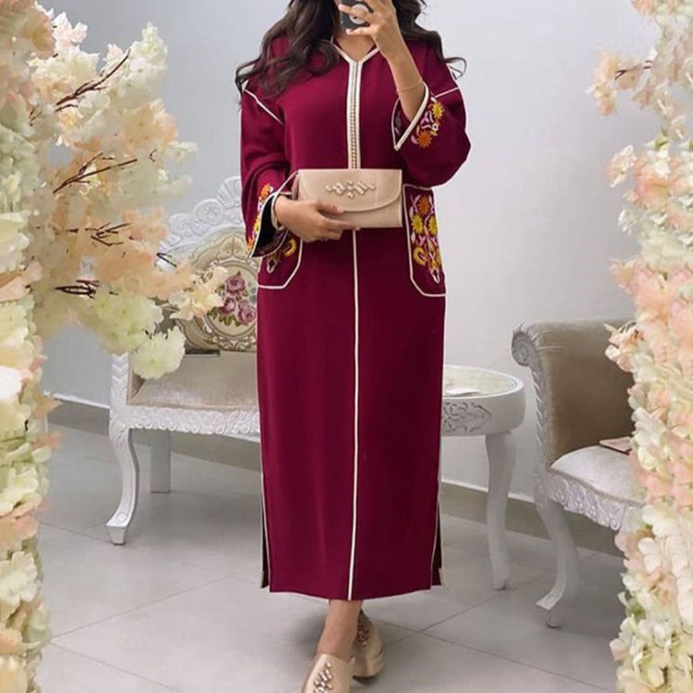 فستان مسلم دبي حجاب طويل للسيدات بقلنسوة فستان طويل أنيق