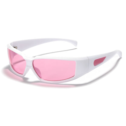 نظارات شمسية بإطار بيضاوي للرجال والنساء UV400 Fashion Y2K Retro Punk Pink Glasses Hip Hop