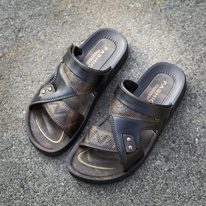 أحذية الشاطئ الكاجوال للرجال، صنادل وشباشب ذات الاستخدام المزدوج غير قابلة للانزلاق