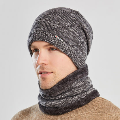 Biking Men's Two-piece Woolen Hat With Head And Ear Protection