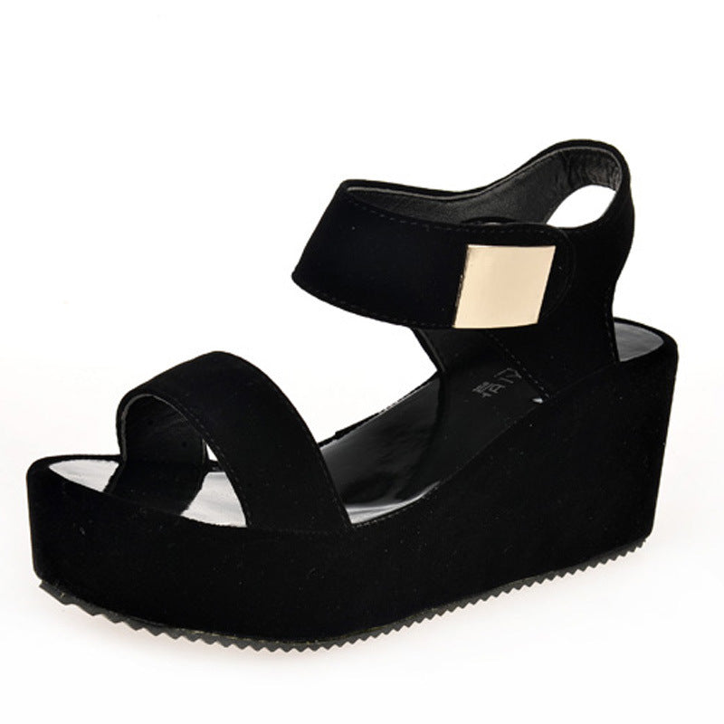 New Korean Style Fashion Women's Sandals Platform High Heel Wedge Peep Toe Roman Fashion Shoes Women's Shoes
