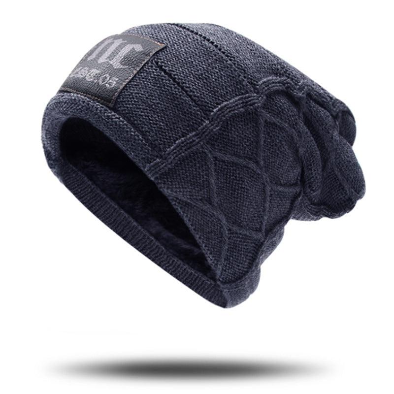 Winter Double Layer Fleece Thickened Men's Wool Knitted Hat