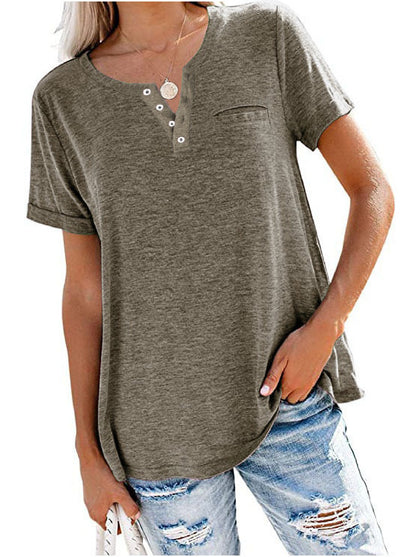 Casual Solid Color Round Neck Loose Long Sleeve T-Shirt
