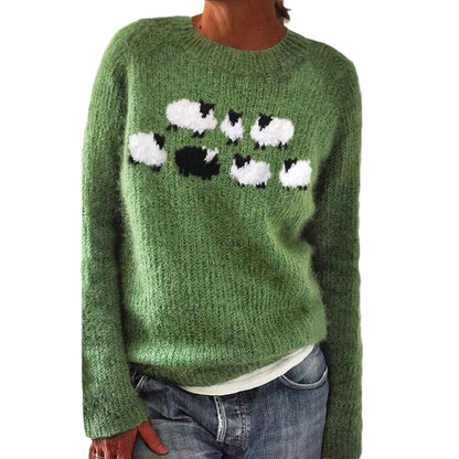 Women's Round Neck Soft Sweater Casual Coat Sweater