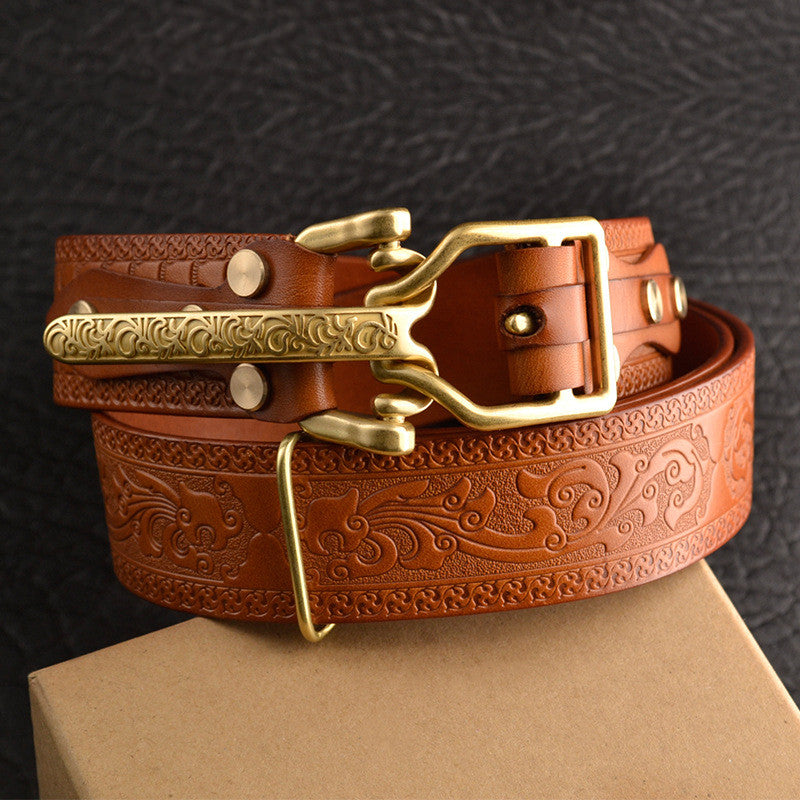 Men's Leisure Leather Belt With Woven Pattern