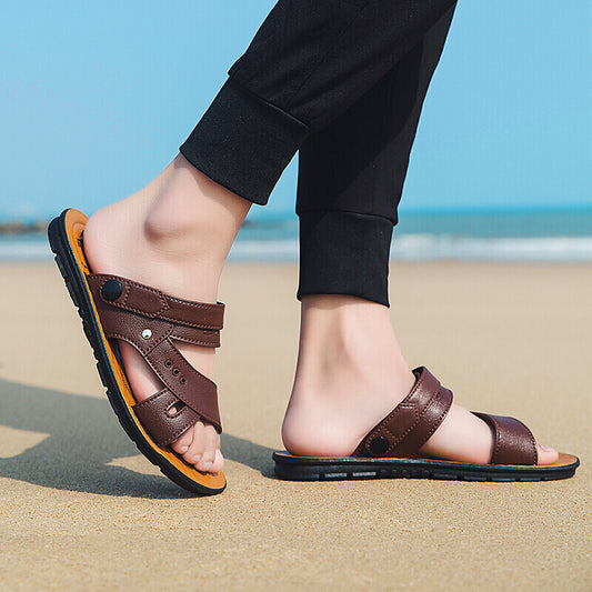 صنادل صيفية للرجال أحذية الشاطئ جلدية كاجوال موضة