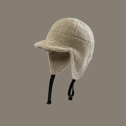 قبعة بيسبول للرجال من صوف الخروف لحماية الأذن الطائرة