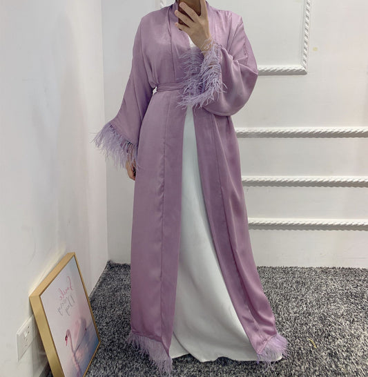 دبي سترة أزياء الفراء الدانتيل المرأة رداء اللباس