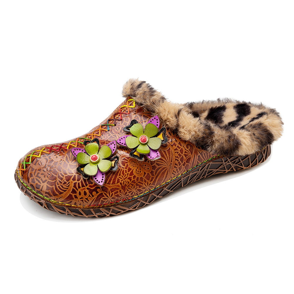 Autumn And Winter New Hairy Slippers Flat Bottom