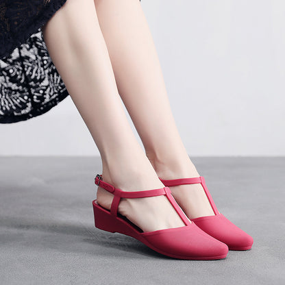 Women's Plastic Flat Mid-heel Wedge Pointed Sandals