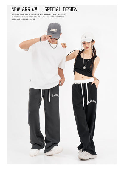 High Street Letter Embroidered Leisure Tappered Drawstring Sweatpants