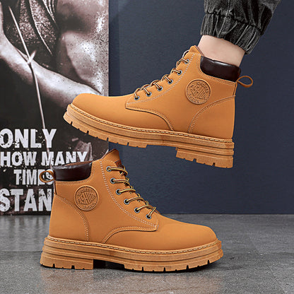 Mens Winter Boots Chunky Mid Heel Shoes Fashion Ankle Boots
